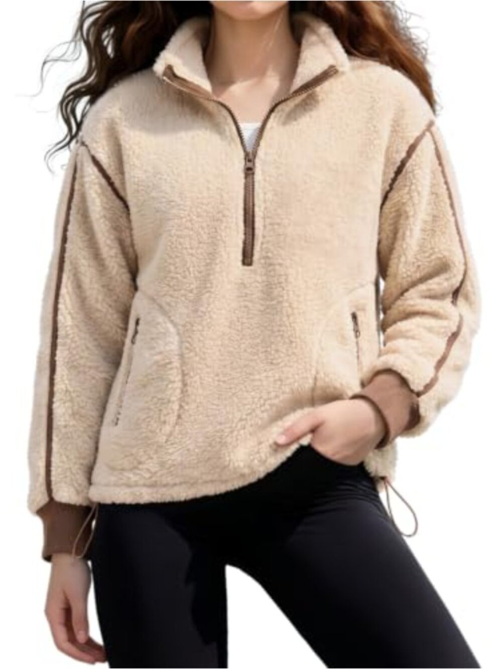 Girls Fleece Pullover Sherpa Jacket Half Zip Sweatshirt